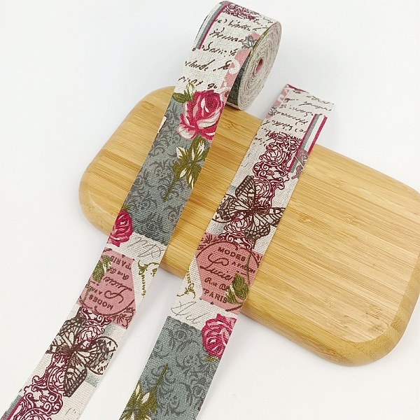 

PandaHall 40M Cotton Linen Printed Ribbons, Garment Accessories, Flat, Flower, 1-5/8 inch(40mm), about 43.74 Yards(40m)/Roll Cotton Flower