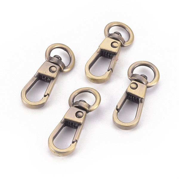 

PandaHall Alloy Swivel Clasps, Swivel Snap Hook, Brushed Antique Bronze, 31.5x12.5x6mm, Hole: 4.5x8.5mm Alloy