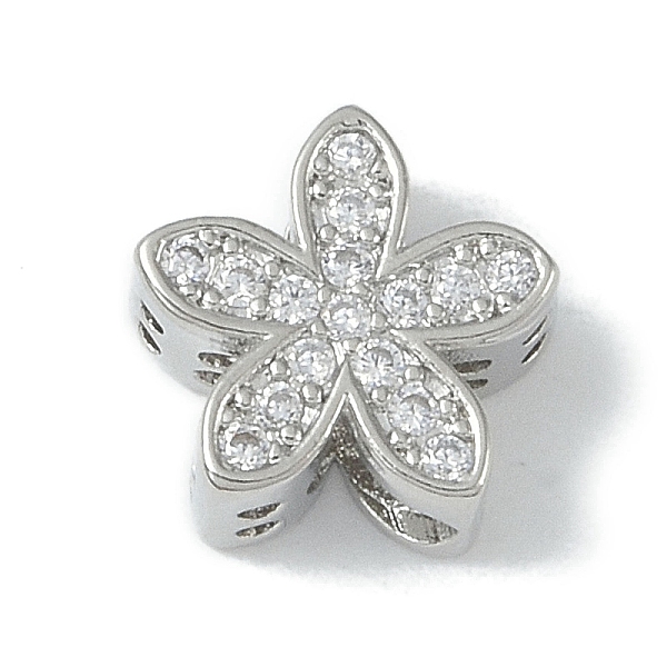 

PandaHall Rack Plating Brass Micro Pave Clear Cubic Zirconia Beads, Long-Lasting Plated, Lead Free & Cadmium Free, Flower, Platinum...