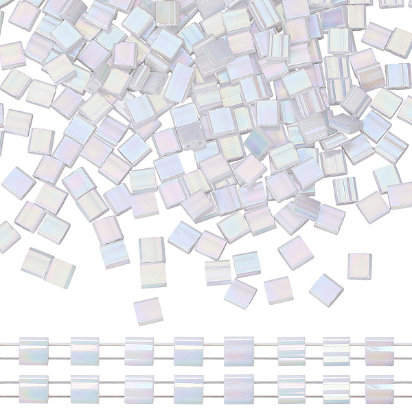 

PandaHall CREATCABIN 250Pcs 2-Hole Opaque Glass Seed Beads, AB Colours, Rectangle, White, 5x4.5~5.5x2~2.5mm, Hole: 0.5~0.8mm Glass Rectangle...