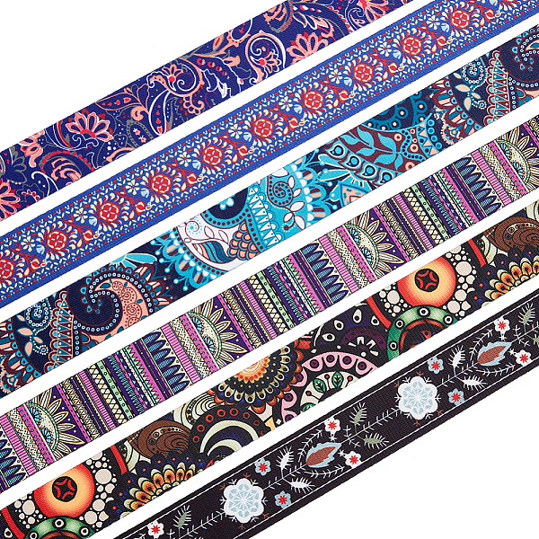 

PandaHall SUPERFINDINGS 12 Yards 6 Patterns Ethnic Style Double-Sided Polyester Ribbon, Jacquard Ribbon, Tyrolean Ribbon, Flat, Colorful...