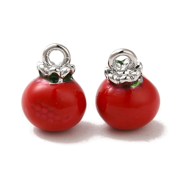 

PandaHall Brass Enamel Charms, Persimmon Charm, Platinum, 12x9x9mm, Hole: 2mm Brass+Enamel Fruit