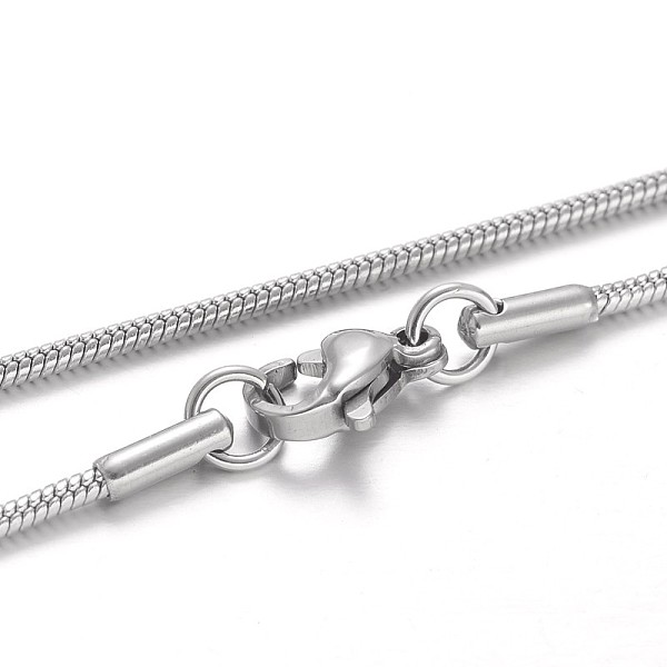 

PandaHall 304 Stainless Steel Snake Chain Necklaces, with Lobster Claw Clasps, Stainless Steel Color, 17.7 inch(45cm), 1.5mm 304 Stainless...
