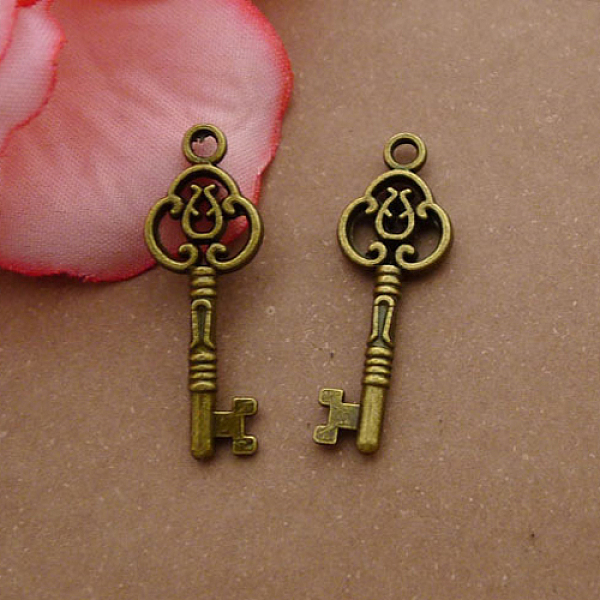 

PandaHall Tibetan Style Alloy Pendants, Skeleton Key, Antique Bronze, 29x10mm Alloy Key