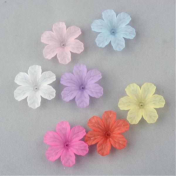 

PandaHall Transparent Acrylic Beads, Frosted, Flower, Mixed Color, 32.5x29.5x8.5mm, Hole: 1.5mm, about 292pcs/500g Acrylic Flower Multicolor