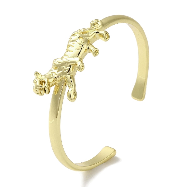 

PandaHall Brass Tiger Open Cuff Bangle for Women, Real 18K Gold Plated, Inner Diameter: 2-1/4x2-1/2 inch(5.8x6.2cm) Brass Tiger