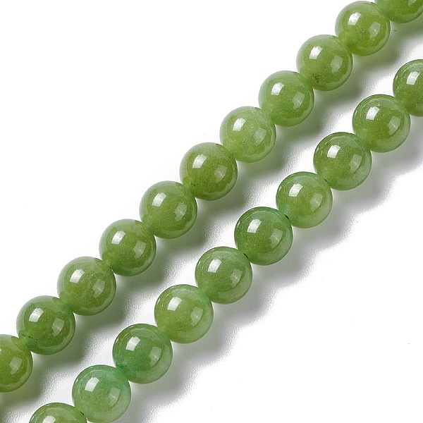 

PandaHall Natural White Jade Beads Strands, Dyed, Round, Lime Green, 8mm, Hole: 1mm, about 46pcs/strand, 15.08''(38.3cm) White Jade Round