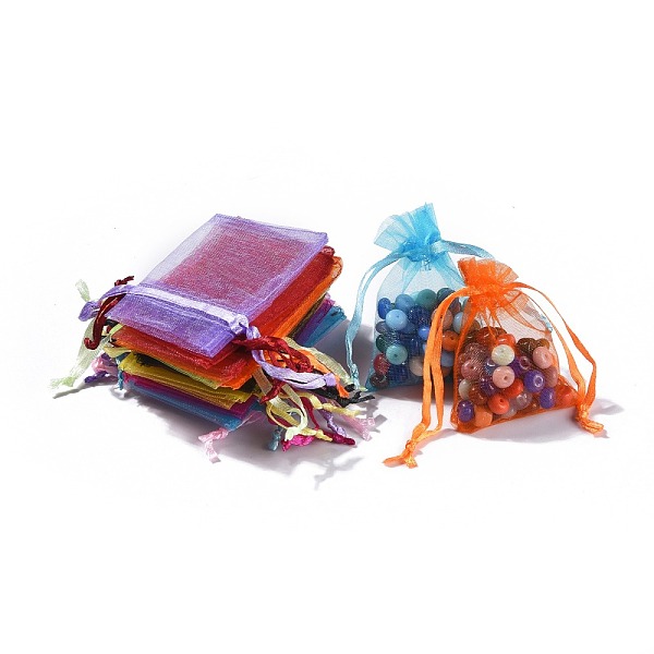 

PandaHall Organza Bags Mix, Assorted Colors, about 7x5.5cm Organza Rectangle Multicolor