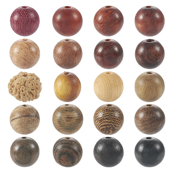 

PandaHall 200Pcs 20 Styles Wood Beads, Round, Mixed Dyed and Undyed, Mixed Color, 8~9x8~9mm, Hole: 0.8~1.5mm, 10pcs/style Wood Round..., Multicolor
