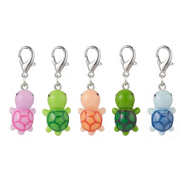 5Pcs 5 Colors Tortoise Resin Pendant Decorations
