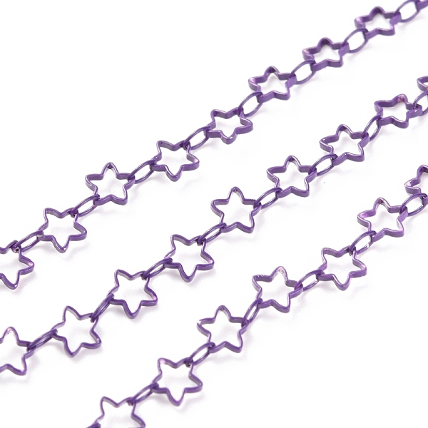 

PandaHall Spray Painted Brass Link Chains, with Spool, Soldered, Star, Purple, Star: 5x5x1mm, Link: 3.5x2.5x0.5mm, 32.8 Feet(10m)/roll Brass...