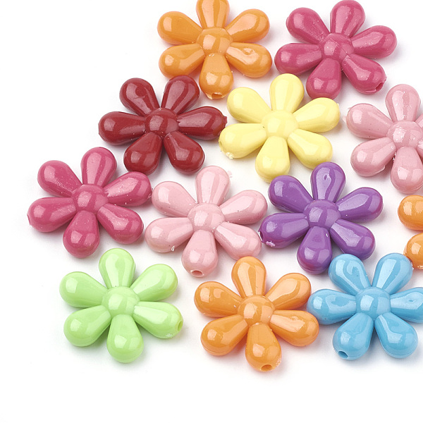 

PandaHall Opaque Acrylic Beads, Flower, Mixed Color, 23.5x21.5x5mm, Hole: 2mm, about 495pcs/500g Acrylic Flower Multicolor