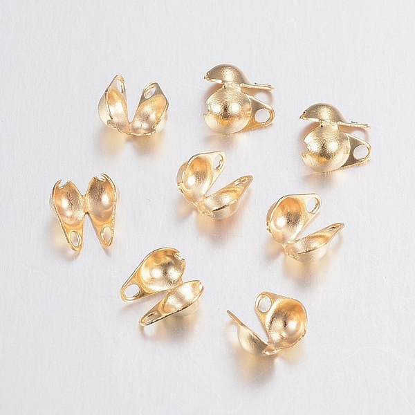 

PandaHall 304 Stainless Steel Bead Tips, Calotte Ends, Clamshell Knot Cover, Real 18K Gold Plated, 6x4x3mm, Hole: 1mm, Inner Diameter: 3.5mm...