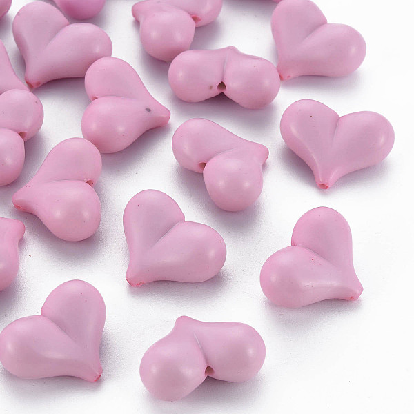 

PandaHall Opaque Acrylic Beads, Heart, Pearl Pink, 17x22x10mm, Hole: 1.4mm Acrylic Heart