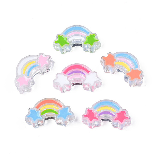 

PandaHall Transparent Acrylic Beads, with Enamel, Rainbow, Mixed Color, 17x29.5x8mm, Hole: 3mm Acrylic Rainbow Multicolor