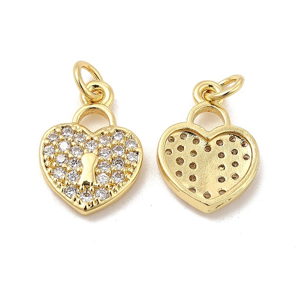 

PandaHall Brass Micro Pave Clear Cubic Zirconia Pendants, with Jump Ring, Heart Lock Charm, Real 18K Gold Plated, 16x11x2.5mm, Hole: 3.5mm...