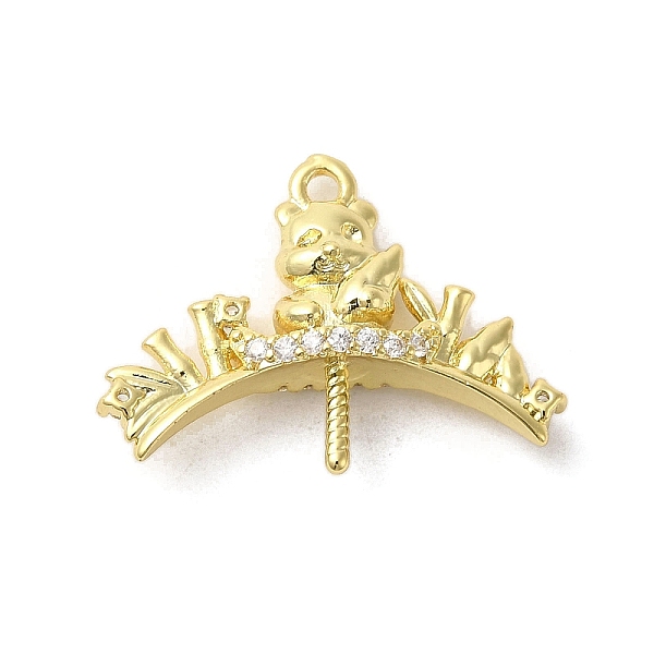 

PandaHall Brass Micro Pave Cubic Zirconia Peg Bails, Panda, Real 16K Gold Plated, 17x23x3mm, Hole: 1.5mm, Pin: 1mm Brass+Cubic Zirconia