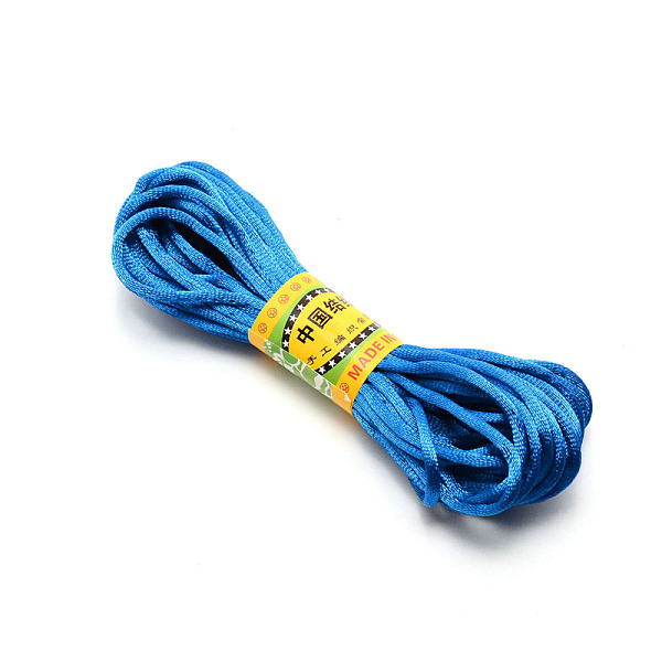 

PandaHall Polyester Rattail Satin Cord, for Chinese Knotting, Round, Dodger Blue, 3mm, about 10.94 Yards(10m)/Bundle Polyester