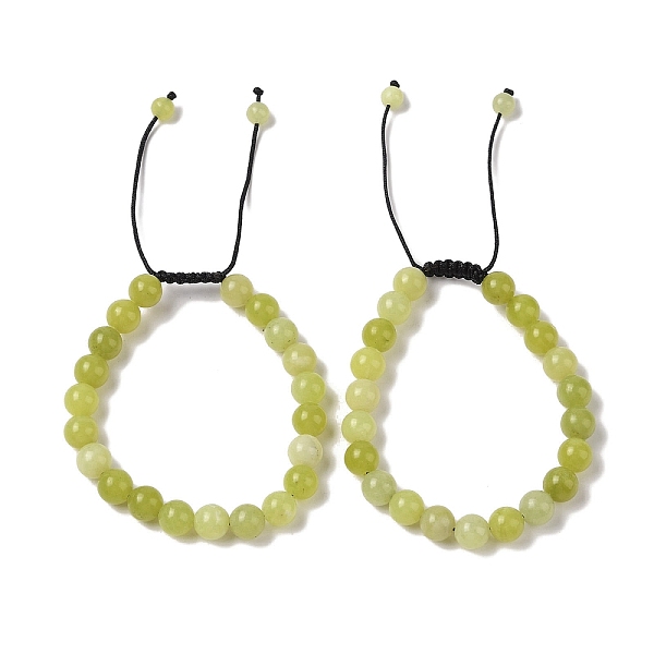 

PandaHall 8mm Round Natural Lemon Jade Braided Bead Bracelets, Adjustable Nylon Cord Bracelets for Women Men, Inner Diameter: 1-7/8~2-7/8...
