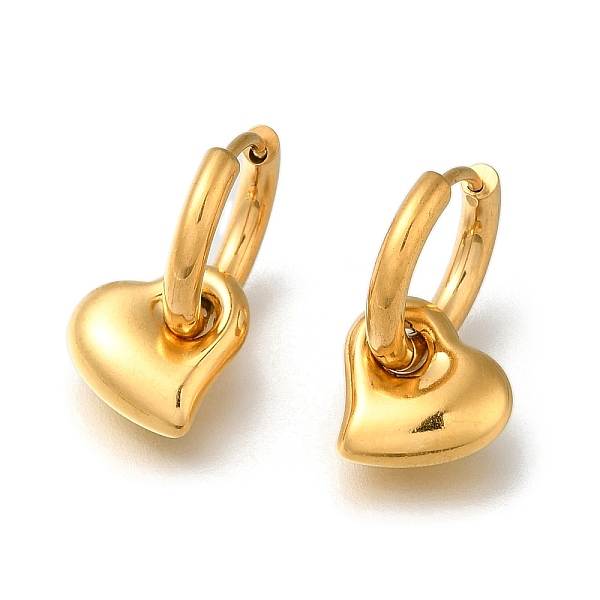 

PandaHall 304 Stainless Steel Hoop Earrings for Women, Real 18K Gold Plated, Heart, 22x12mm 304 Stainless Steel Heart