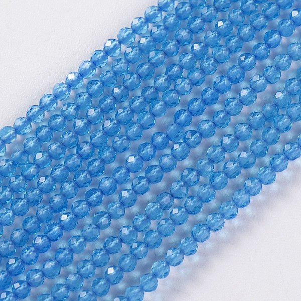 

PandaHall Glass Beads Strands, Faceted, Round, Deep Sky Blue, 2x2mm, Hole: 0.4mm, about 193~197pcs/strand, 14.17 inch~15.51 inch(36~39.4cm)...