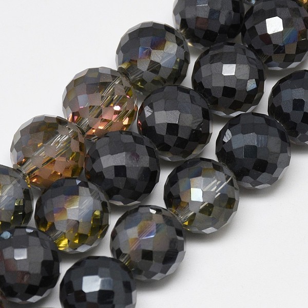 

PandaHall Electroplate Glass Beads Strands, Rainbow Plated, Frosted, Faceted, Round, Black, 12mm, Hole: 1.5mm, about 50pcs/strand, 22.05...