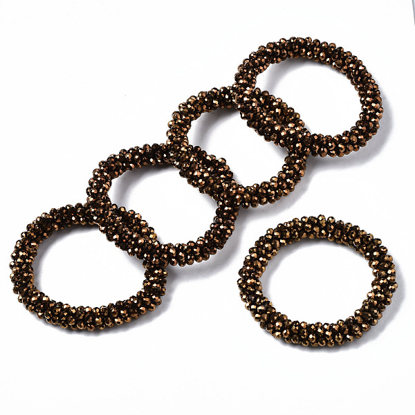 

PandaHall Faceted Electroplate Glass Beads Stretch Bracelets, Torsade Bracelets, Rondelle, Dark Goldenrod, Inner Diameter: 2 inch(5cm) Glass