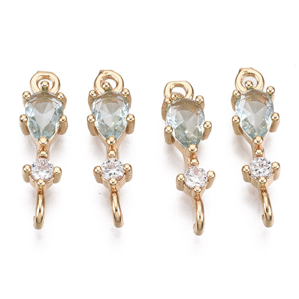 

PandaHall Brass Micro Pave Cubic Zirconia Links Connectors, with Glass, Long-Lasting Plated, Light Gold, Teardrop, Light Cyan, 17x5x3.5mm...