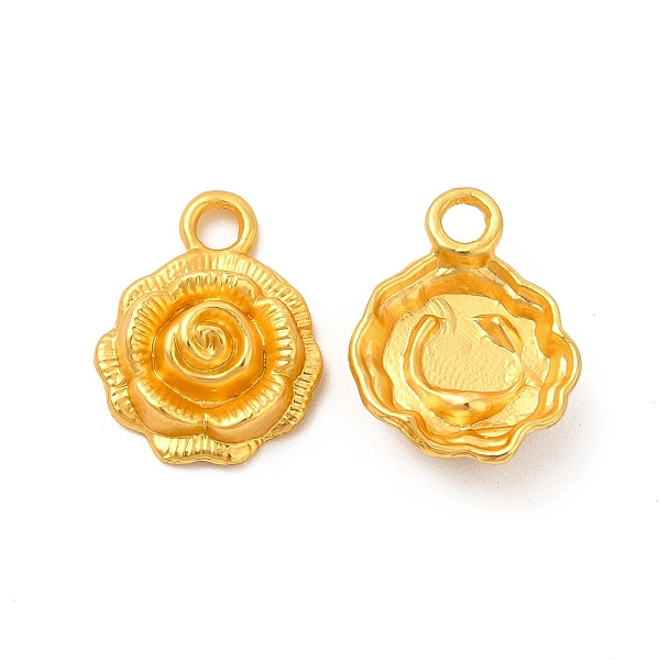 

PandaHall Rack Plating Alloy Pendants, Lead Free & Cadmium Free & Nickel Free, Rose Charm, Matte Gold Color, 17x13.5x5mm, Hole: 2.5mm Alloy...