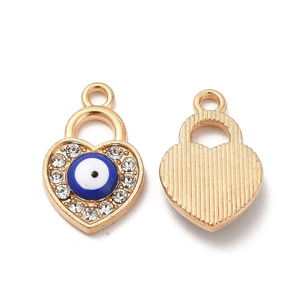 

PandaHall Alloy Evil Eye Enamel Pendants, with Crystal Rhinestone, Heart Charms, Light Gold, 18.5x12x3mm, Hole: 1.8mm Alloy..., Blue