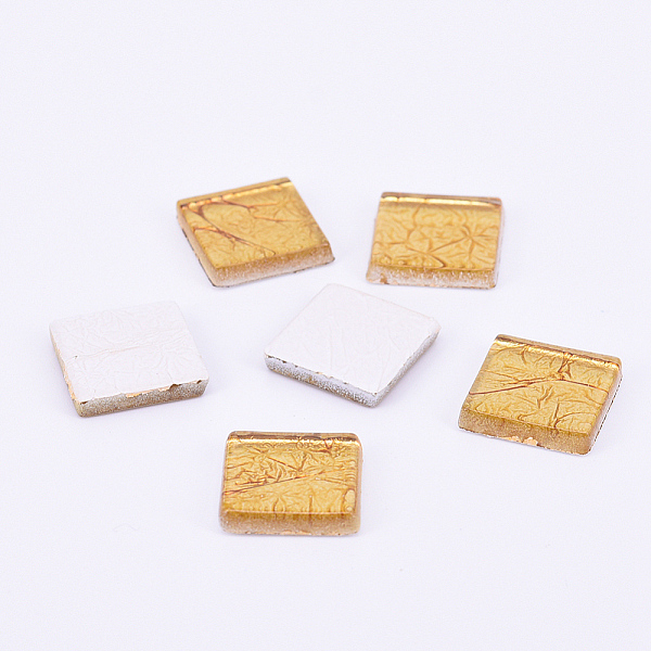 

PandaHall Glass Cabochons, Gold Foil Mosaic Tile, for Home Decoration or DIY Crafts, Square, Goldenrod, 20x20x4mm, about 227pcs/911g Glass...