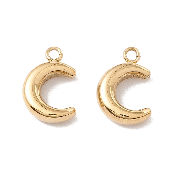

PandaHall Ion Plating(IP) 304 Stainless Steel Charms, Moon, Real 24K Gold Plated, 13.5x9x3.5mm, Hole: 1mm 304 Stainless Steel Moon