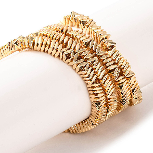 

PandaHall Electroplated Synthetic Non-magnetic Hematite Beads Strands, Twisted Square, Light Gold Plated, 3x3x1mm, Hole: 1mm, about...