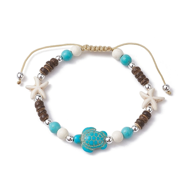

PandaHall Starfish & Tortoise Synthetic Turquoise Braided Bead Bracelet, Nylon Cord Adjustable Bracelets, Turquoise, Inner Diameter..., Green