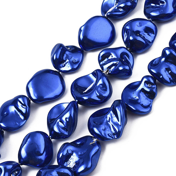 

PandaHall Electroplated Natural Freshwater Shell Beads, Nuggets, Blue, 20x13x7mm, Hole: 0.7mm, about 20~26pcs/strand, 14.76 inch~15.94 inch...