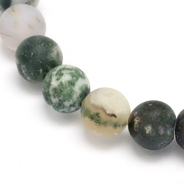 

PandaHall Natural Tree Agate Frosted Agate Round Gemstone Beads Strands, 8mm, Hole: 1mm, about 47pcs/strand, 15 inch Tree Agate Round