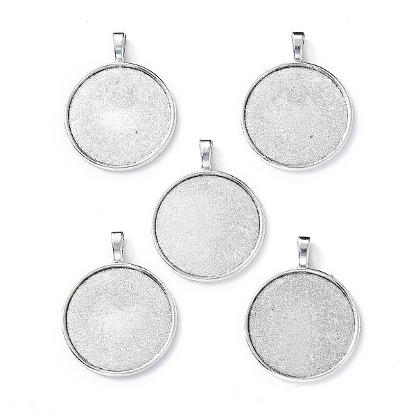 

PandaHall Tibetan Style Alloy Flat Round Pendant Cabochon Settings, Cadmium Free & Lead Free, Plain Edge Bezel Cups, Antique Silver, Tray...