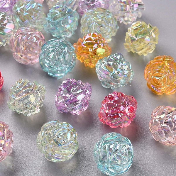 

PandaHall Transparent Acrylic Beads, AB Color, Flower, Mixed Color, 18x16.5mm, Hole: 2.5mm, about 228pcs/500g Acrylic Flower Multicolor