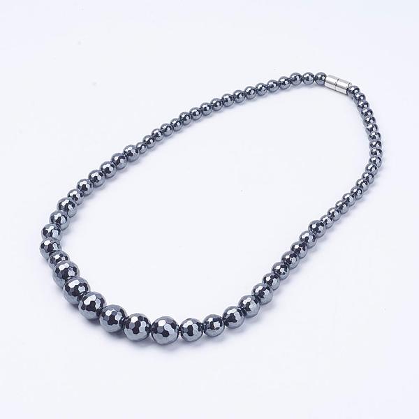 

PandaHall Non-Magnetic Synthetic Hematite Necklaces, Beaded Necklaces, with Magnetic Clasps, Faceted, 18.5 inch(47cm) Non-magnetic Hematite