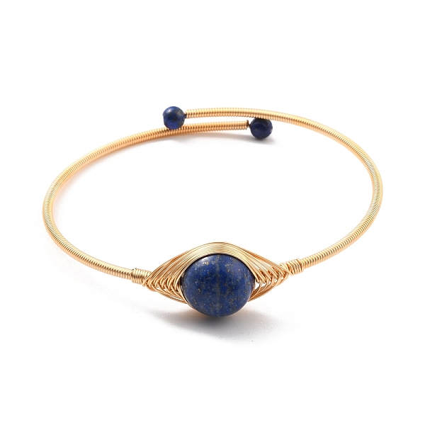 

PandaHall Natural Lapis Lazuli Wrapped Cuff Bangle, Golden Brass Torque Bangle for Women, Lead Free & Cadmium Free, Inner Diameter: 2-1/4...