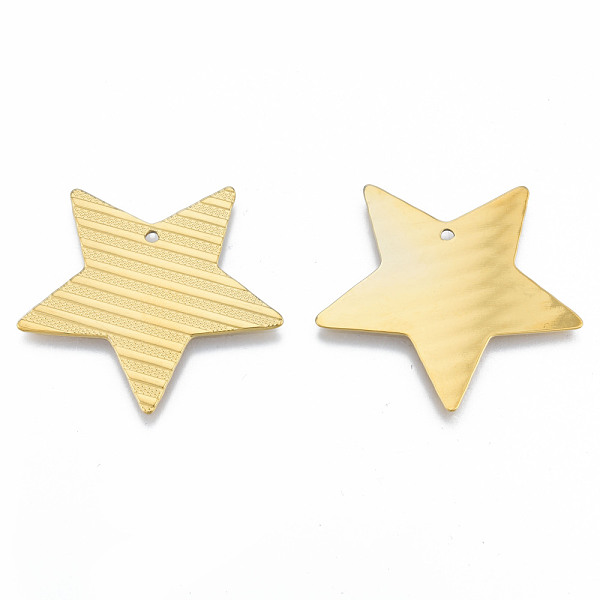 

PandaHall Ion Plating(IP) 304 Stainless Steel Pendants, Star, Real 18K Gold Plated, 36x38x1mm, Hole: 1.8mm 304 Stainless Steel Star