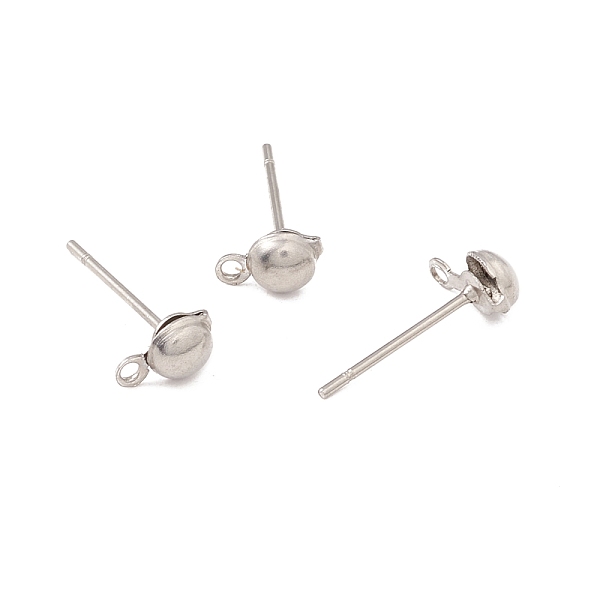 

PandaHall 304 Stainless Steel Stud Earring Findings, with Horizontal Loop, Half Round, Stainless Steel Color, 6.5x4mm, Hole: 1mm, Pin: 0.7mm...