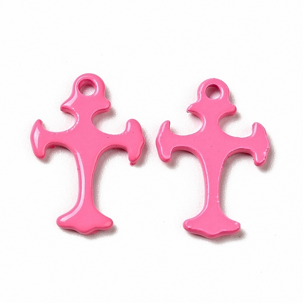 

PandaHall Spray Painted 201 Stainless Steel Charms, Cross Charms, Hot Pink, 14x9.5x1mm, Hole: 1.2mm 201 Stainless Steel Cross