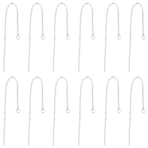 

PandaHall SUNNYCLUE 30 Pairs 304 Stainless Steel Chain Stud Earring Findings, with Loops, Ear Threads, Stainless Steel Color, 100x1mm, Hole...