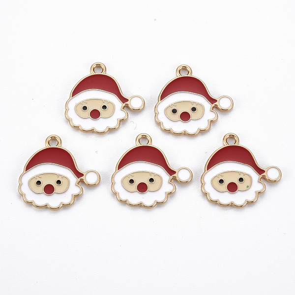 

PandaHall Alloy Enamel Pendants, Cadmium Free & Nickel Free & Lead Free, Father Christmas, Light Gold, Red, 21x21.5x1mm, Hole: 2mm...