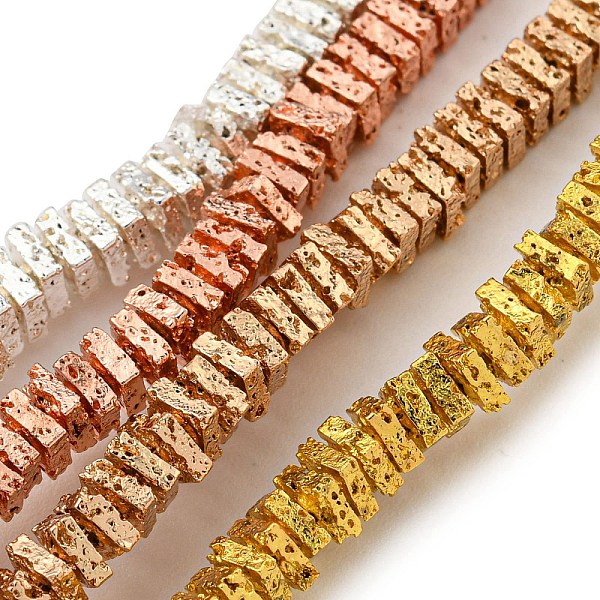 

PandaHall Electroplated Natural Lava Rock Beads Strands, Square, Mixed Color, 3x3x1~1.5mm, Hole: 1mm, about 280pcs/strand, 15.20''(38.6cm)...