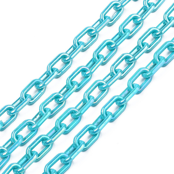 

PandaHall Acrylic Opaque Cable Chains, AB Color, Oval, Dark Turquoise, 13x8x2mm, 19.68 inch(50cm)/strand Acrylic Blue