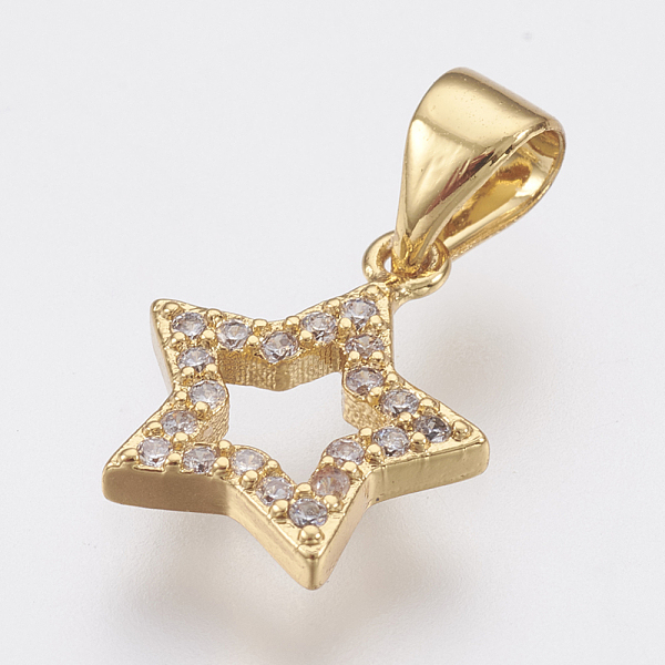 

PandaHall Brass Micro Pave Cubic Zirconia Charms, Lead Free & Cadmium Free, Star, Golden, 12x10.5x2mm, Hole: 3x3.5mm Brass+Cubic Zirconia...