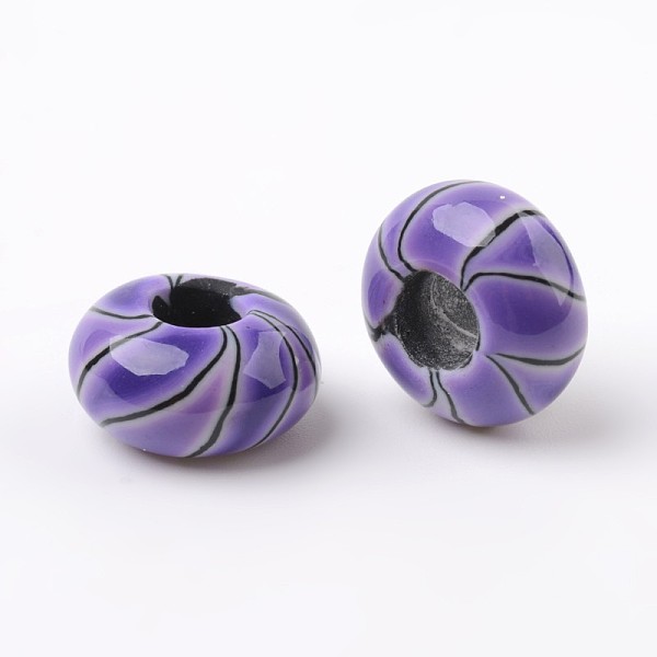 

PandaHall Handmade Polymer Clay Enamel European Beads, Large Hole Rondelle Beads, Dark Orchid, 14x7.5mm, Hole: 5.5mm Polymer Clay Rondelle..., Purple