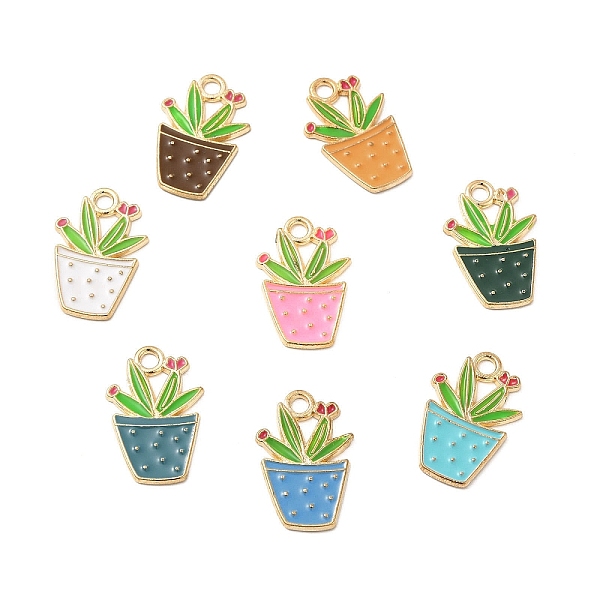 

PandaHall Alloy Enamel Pendants, Potted Plant Charm, Golden, Mixed Color, 22x14.5x1.5mm, Hole: 2.5mm Alloy+Enamel Others Multicolor